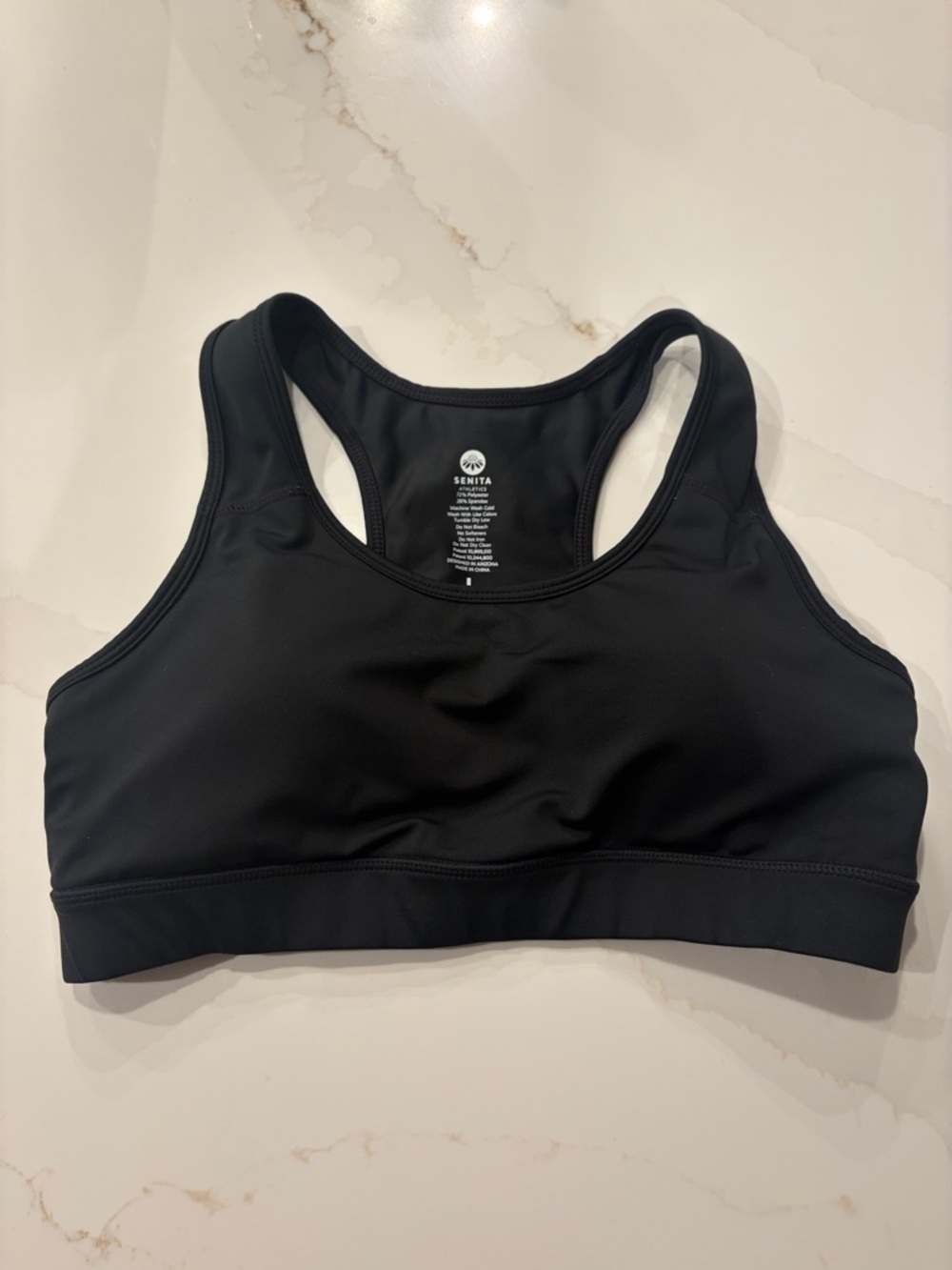 Senita Athletics Black Racerback Support Sports Bra “Sarah”